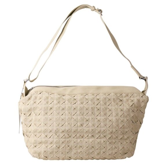 BOTTEGA VENETA Cream Canvas Intrecciato Shoulder Bag - Picture 1 of 10